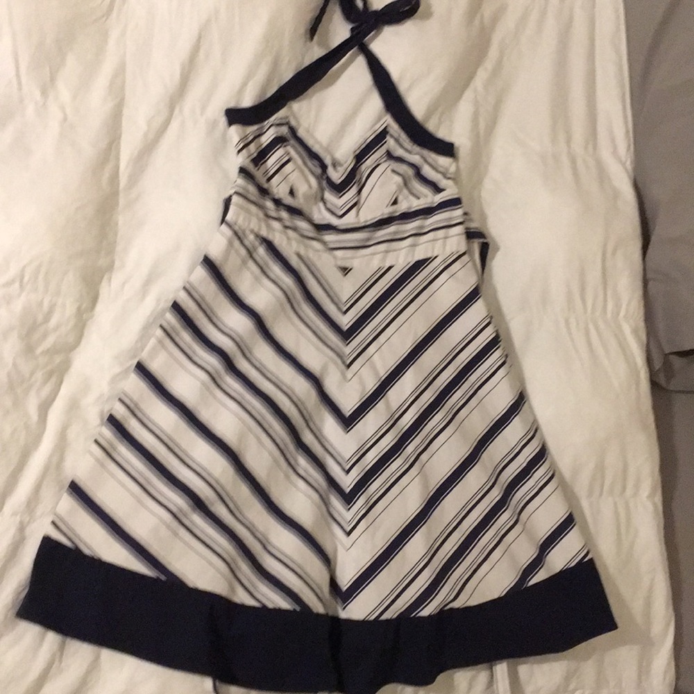 White and Navy Blue striped dress